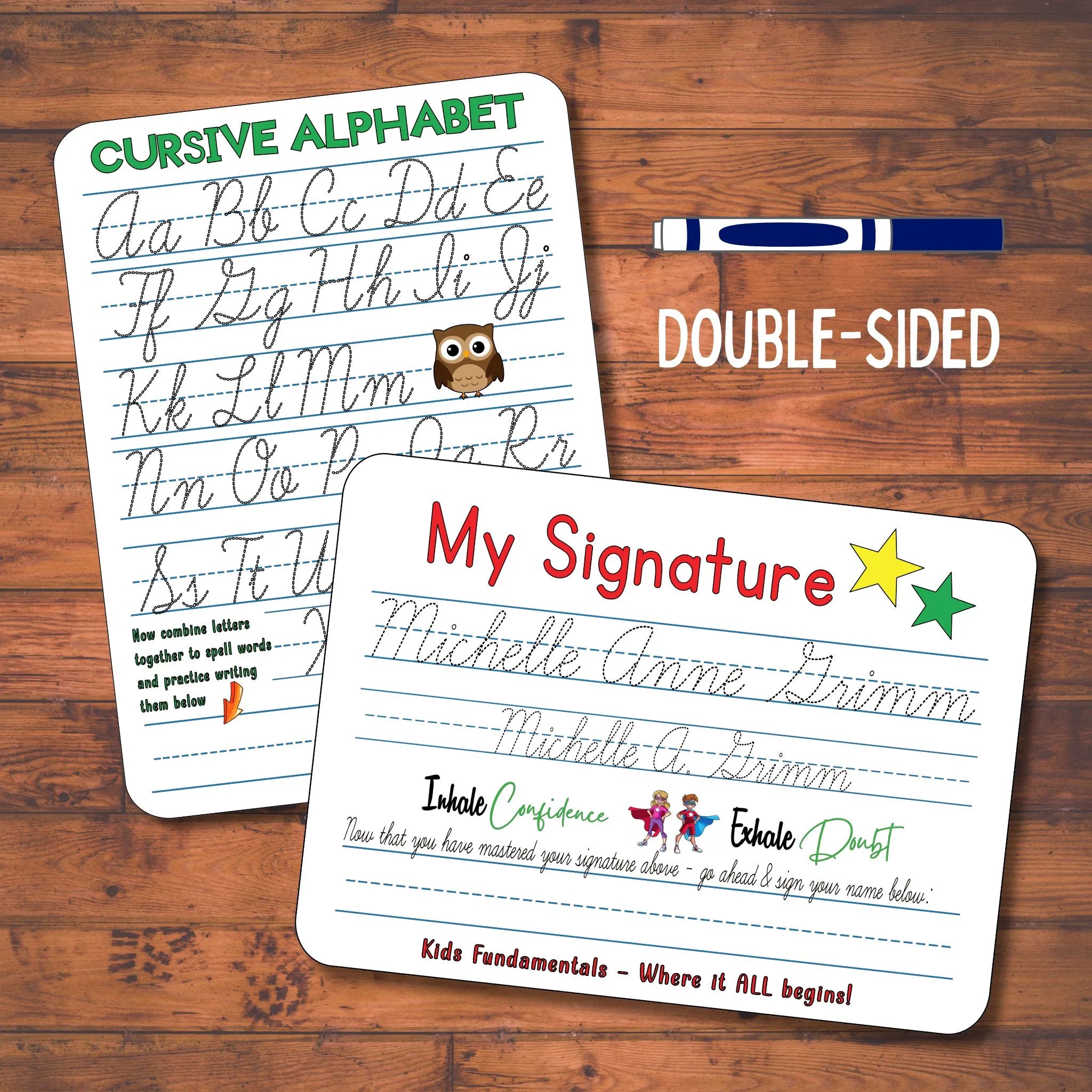 Personalized Cursive Writing Practice Board - Reusable